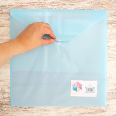 Busta con bottone 12x12" Azzurro