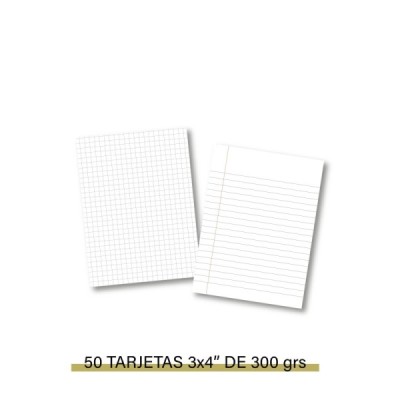 Pack 50 Cartoncini 3x4" Mix Quadretti - Righe 300gr