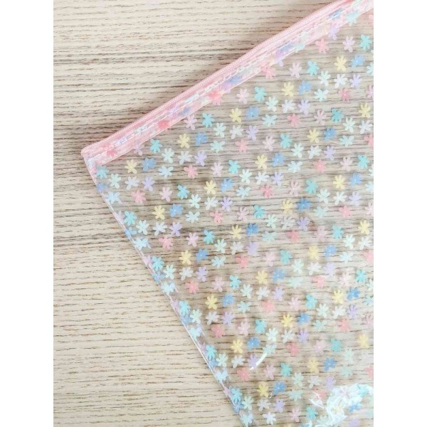 Astuccio A4 in plastica trasparente con fiori colorati